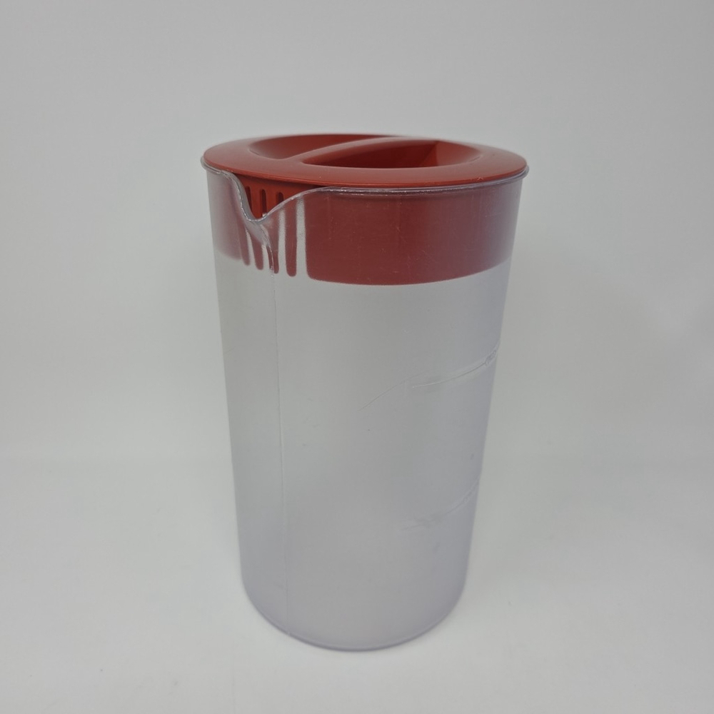 Mr Coffee Iced Tea Maker TM1 Replacement 2 Quart Pitcher ReAD Red Lid Frosted